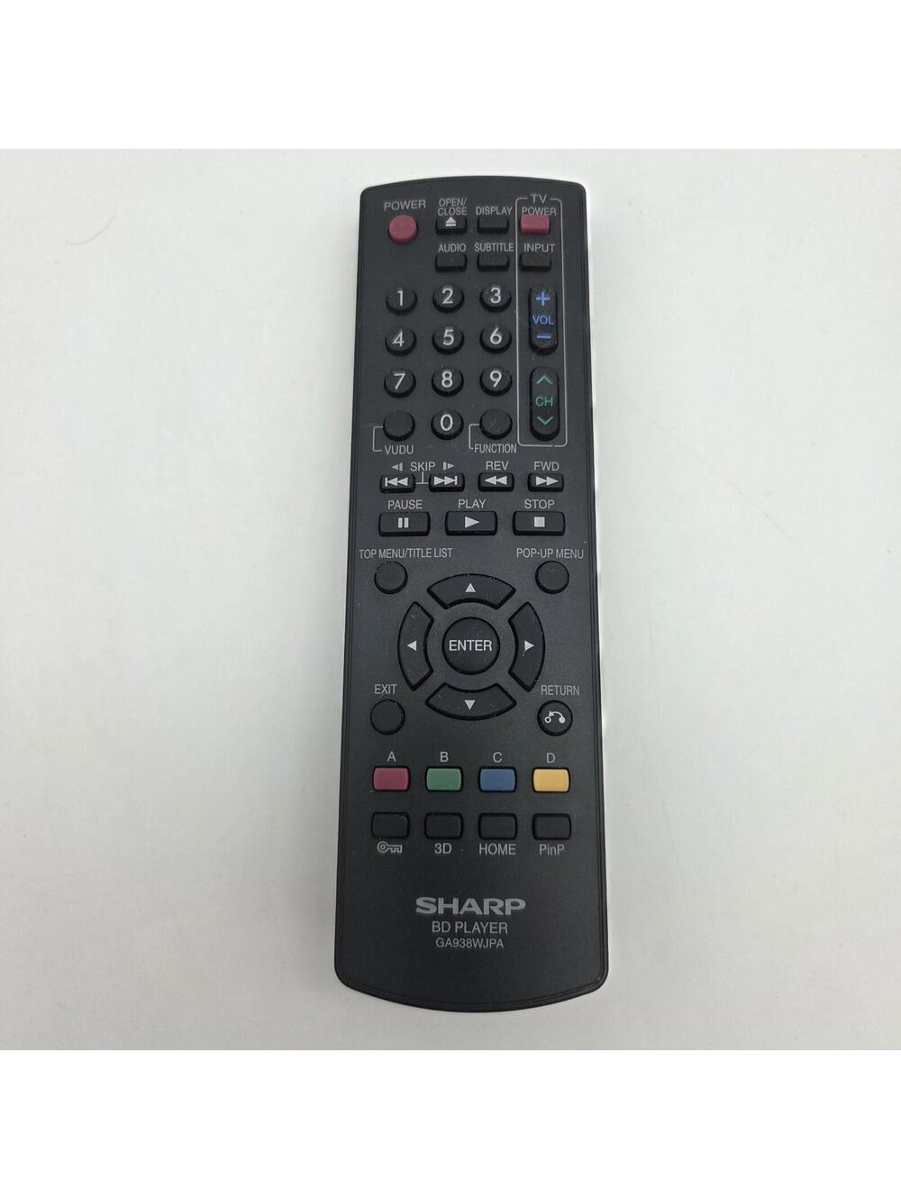 Genuine Sharp GA938WJPA Remote Control For 3D Blu-Ray BD Player DVD - Tested OEM